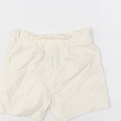 Marks and Spencer Girls Ivory Cotton Cropped Trousers Size 3-6 Months Pullover - Lemon