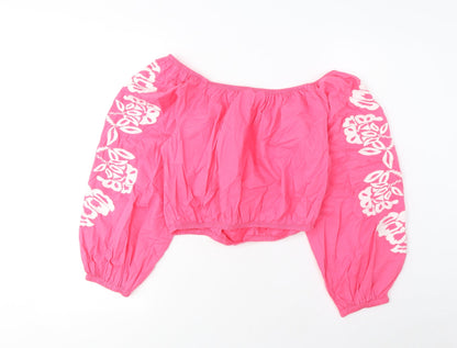 Womens UK Size 12 Marks and Spencer Pink Cropped Blouse