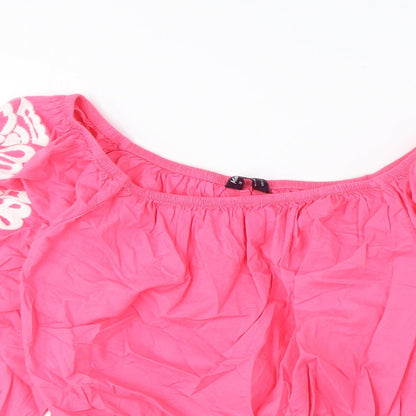 Womens UK Size 12 Marks and Spencer Pink Cropped Blouse