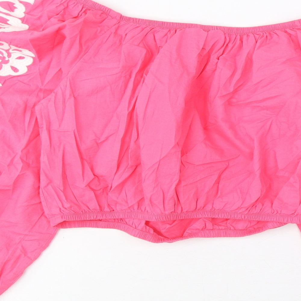 Womens UK Size 12 Marks and Spencer Pink Cropped Blouse