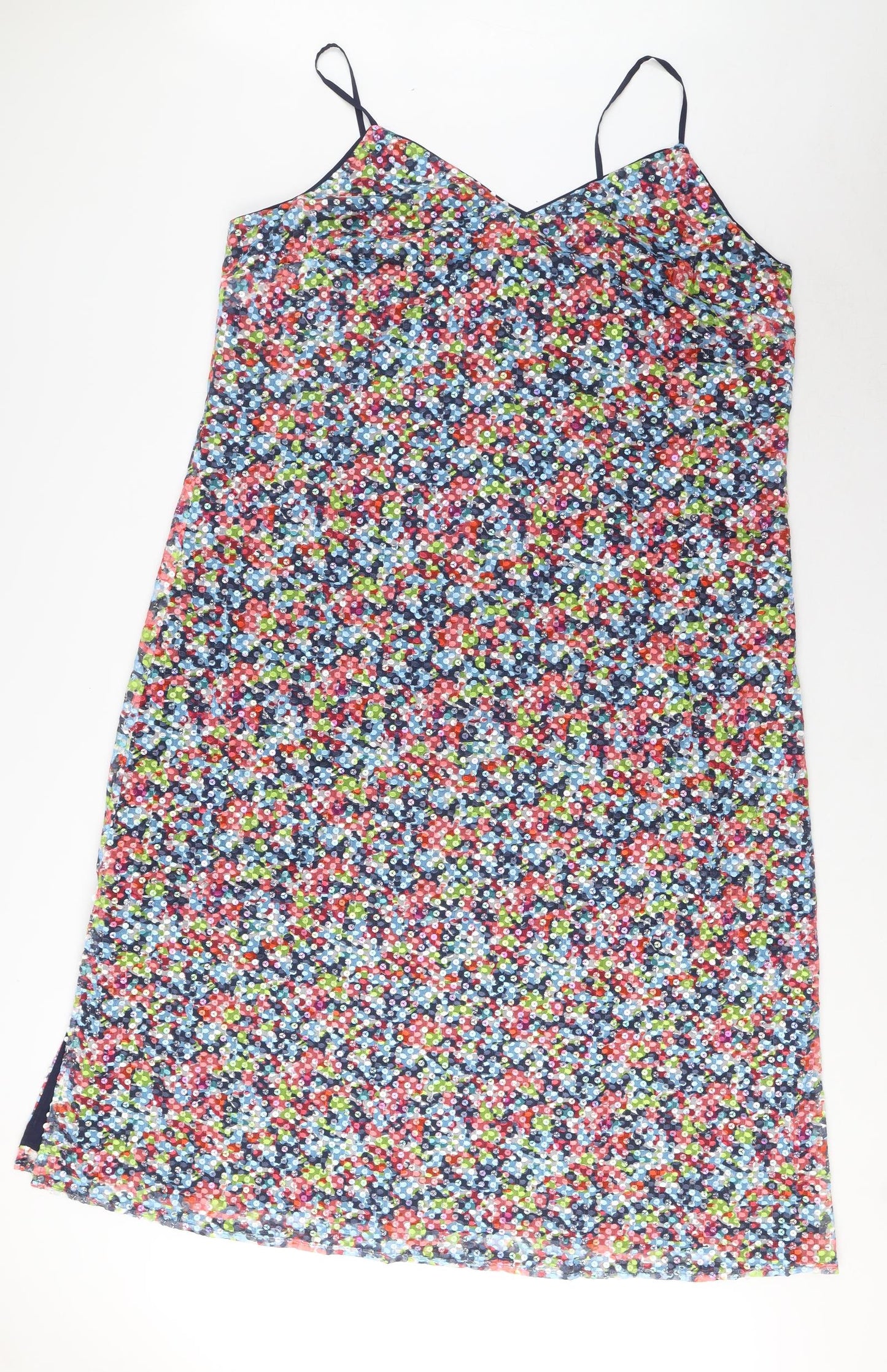 Marks and Spencer Womens Multicoloured Polyester A-Line Size 22 V-Neck Zip - Sequins