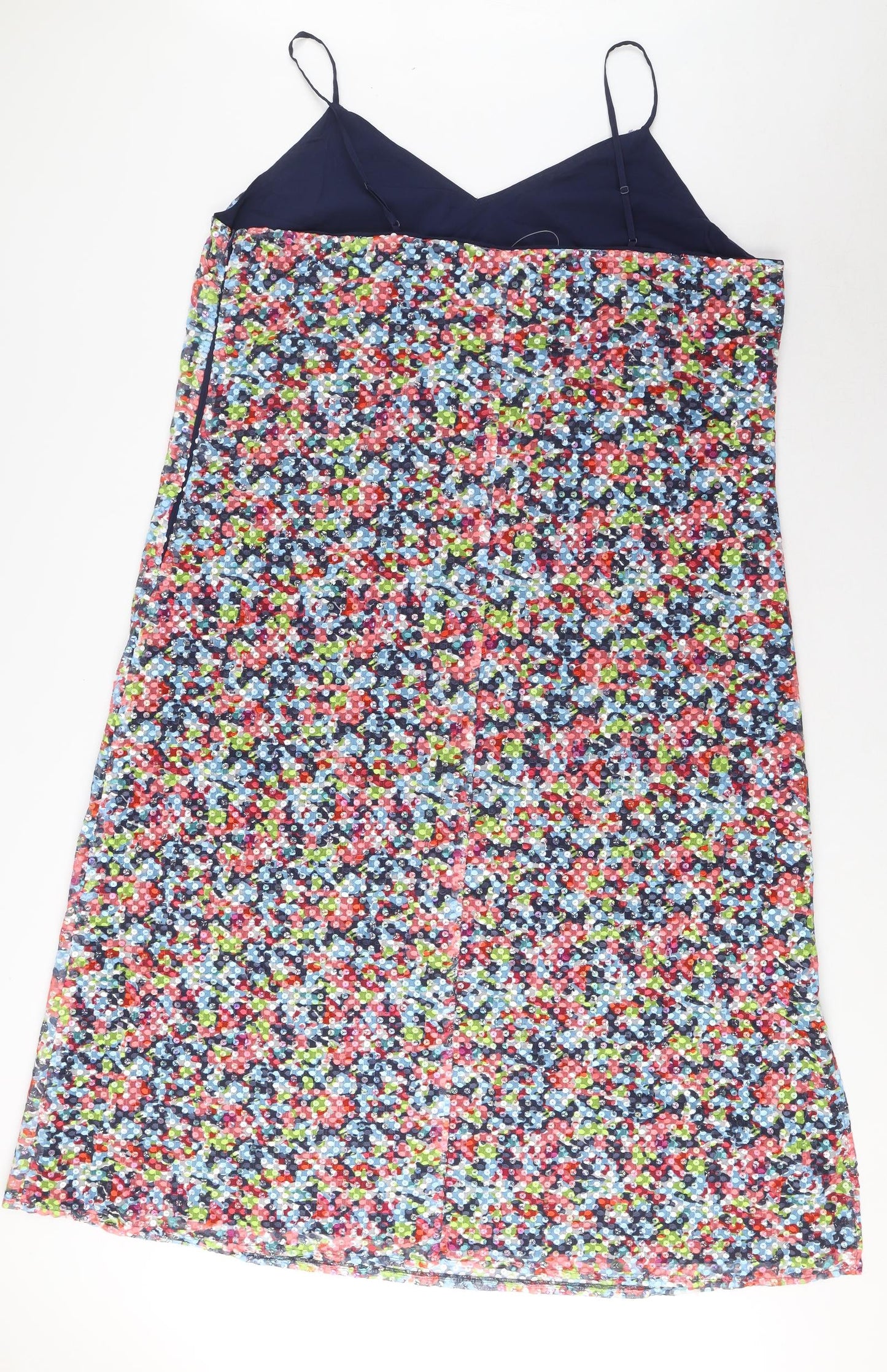 Marks and Spencer Womens Multicoloured Polyester A-Line Size 22 V-Neck Zip - Sequins