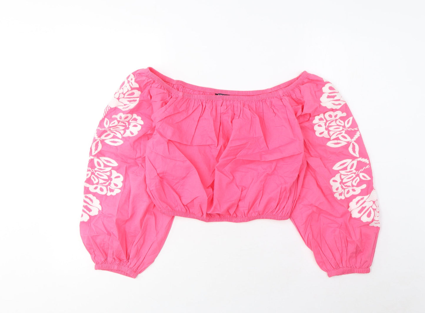 Womens UK Size 12 Marks and Spencer Pink Cropped Blouse