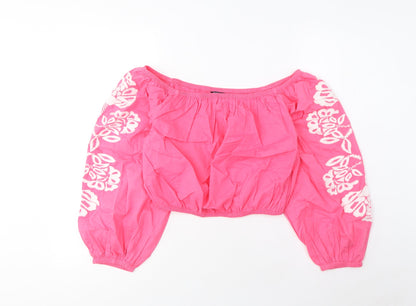 Womens UK Size 12 Marks and Spencer Pink Cropped Blouse