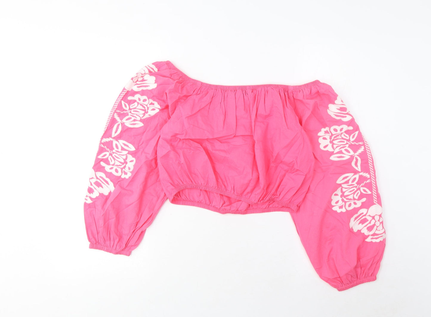 Womens UK Size 12 Marks and Spencer Pink Cropped Blouse