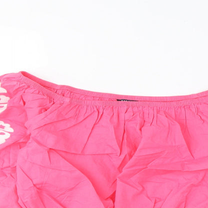 Womens UK Size 12 Marks and Spencer Pink Cropped Blouse