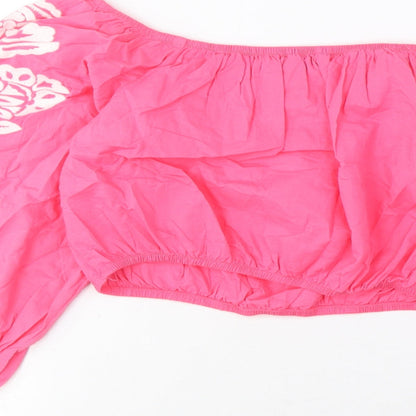 Womens UK Size 12 Marks and Spencer Pink Cropped Blouse