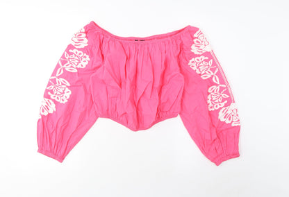 Womens UK Size 12 Marks and Spencer Pink Cropped Blouse