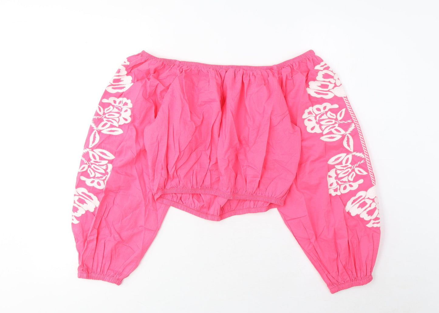 Womens UK Size 12 Marks and Spencer Pink Cropped Blouse