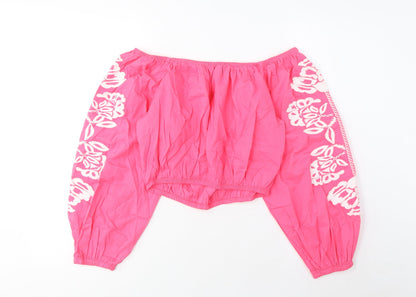 Womens UK Size 12 Marks and Spencer Pink Cropped Blouse