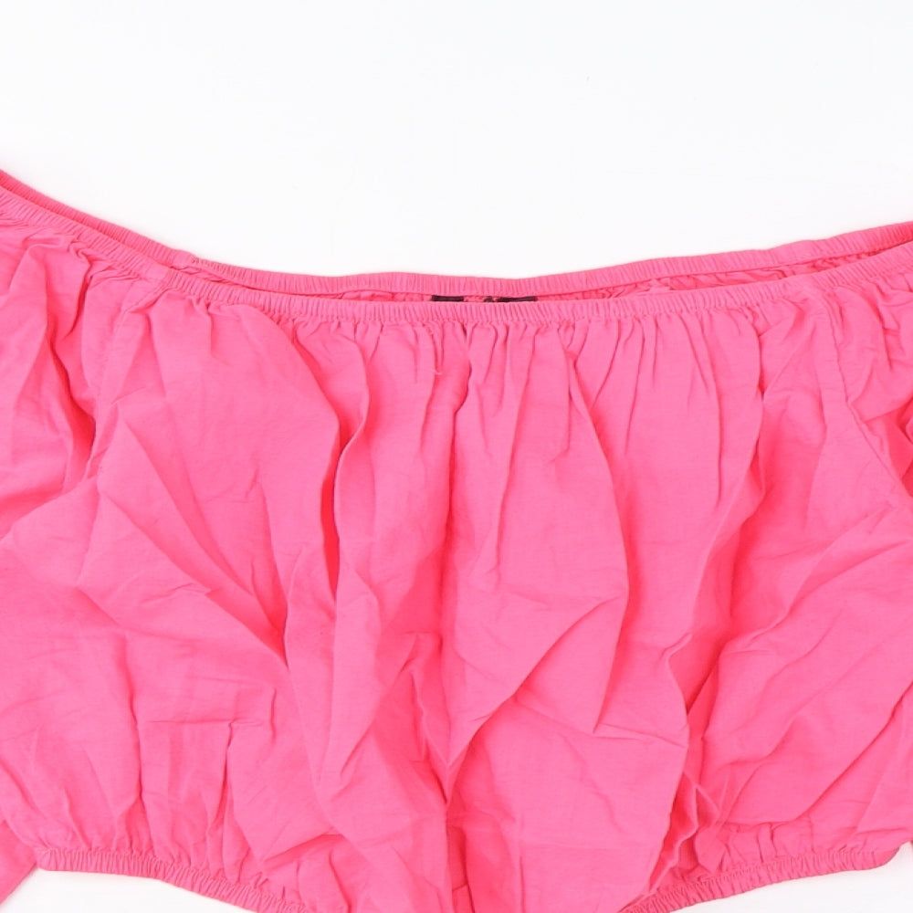 Womens UK Size 12 Marks and Spencer Pink Cropped Blouse