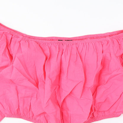 Womens UK Size 12 Marks and Spencer Pink Cropped Blouse