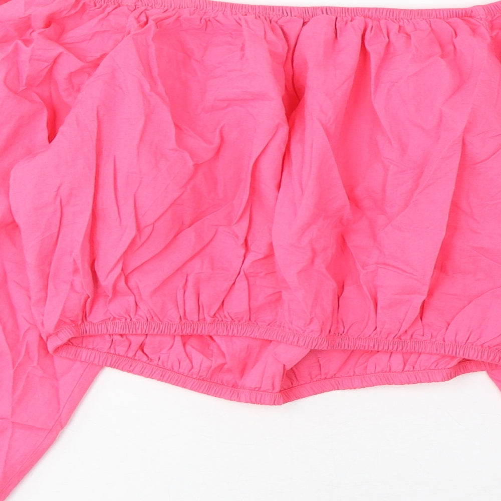 Womens UK Size 12 Marks and Spencer Pink Cropped Blouse