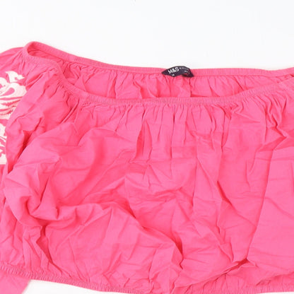 Womens UK Size 18 Marks and Spencer Pink Cropped Blouse