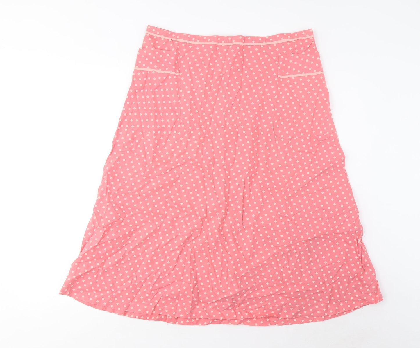 Great Plains Womens Pink Polka Dot Cotton A-Line Skirt Size 14 Zip - Pockets