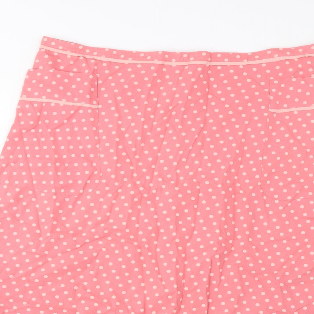 Great Plains Womens Pink Polka Dot Cotton A-Line Skirt Size 14 Zip - Pockets