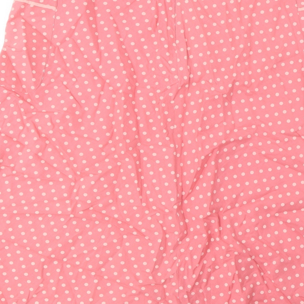 Great Plains Womens Pink Polka Dot Cotton A-Line Skirt Size 14 Zip - Pockets