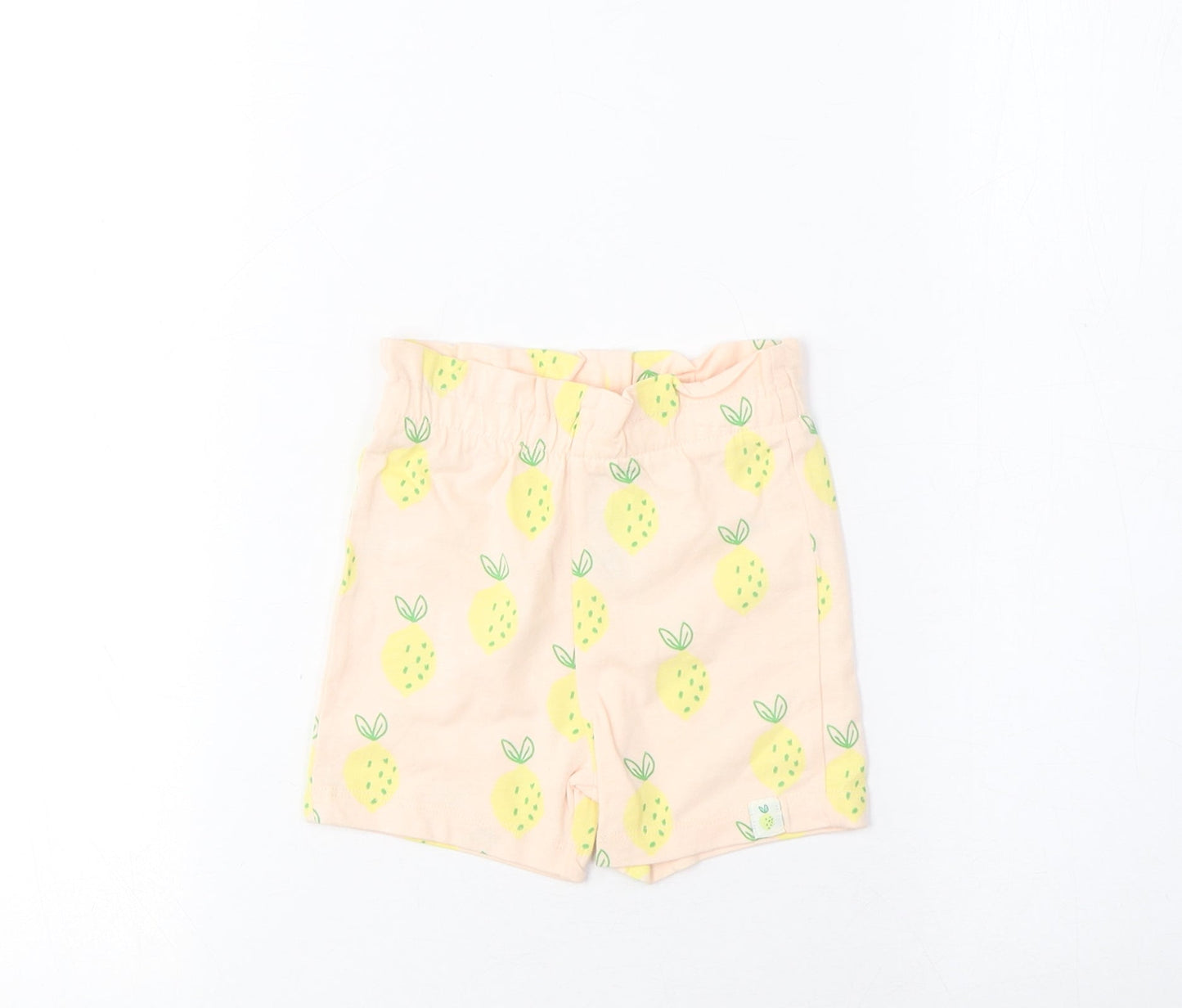 Marks and Spencer Girls Pink Geometric Cotton Cropped Trousers Size 6-9 Months Pullover - Lemon Print