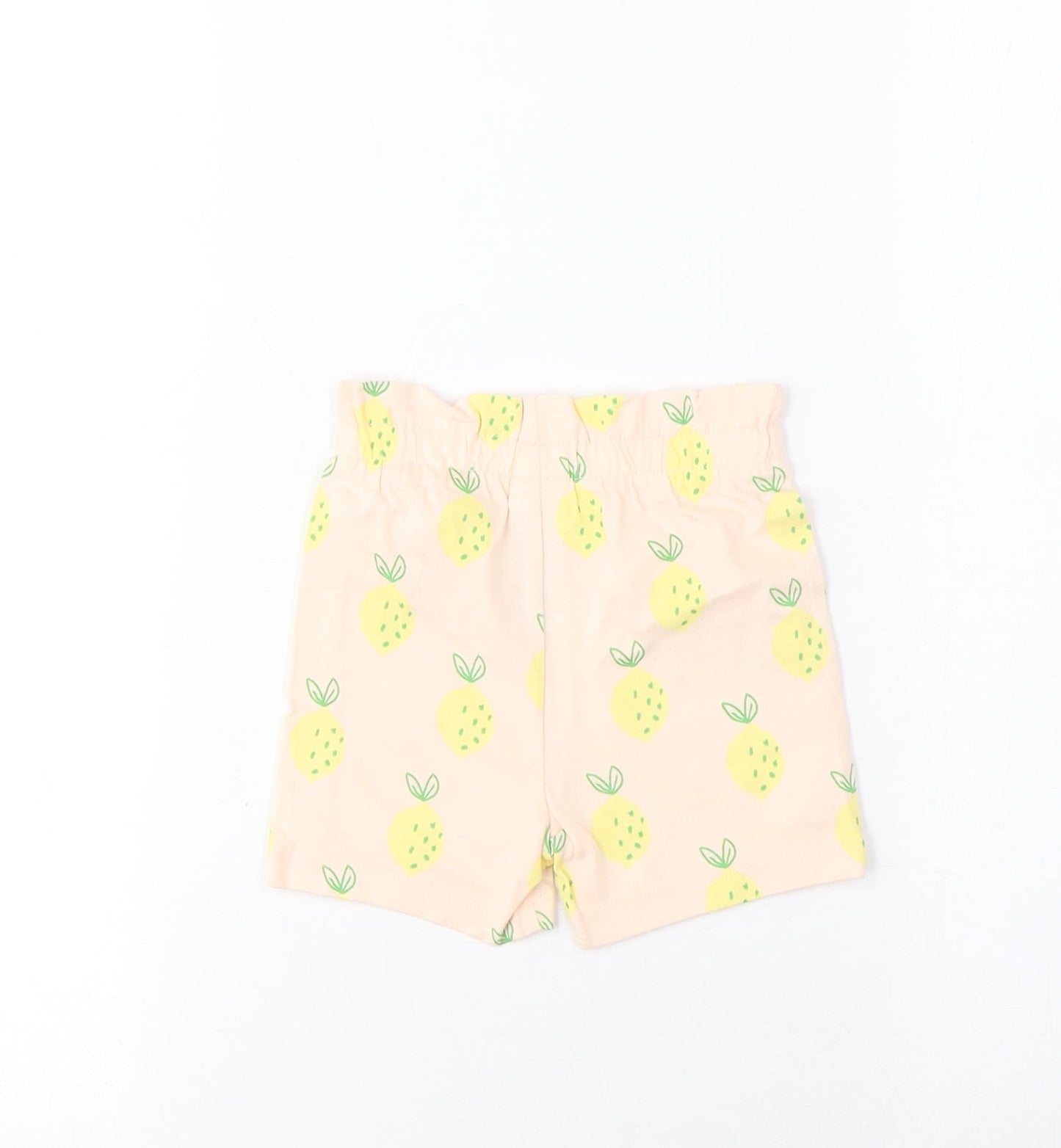 Marks and Spencer Girls Pink Geometric Cotton Cropped Trousers Size 6-9 Months Pullover - Lemon Print