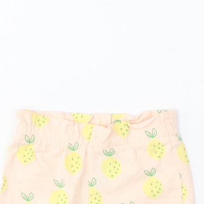 Marks and Spencer Girls Pink Geometric Cotton Cropped Trousers Size 6-9 Months Pullover - Lemon Print