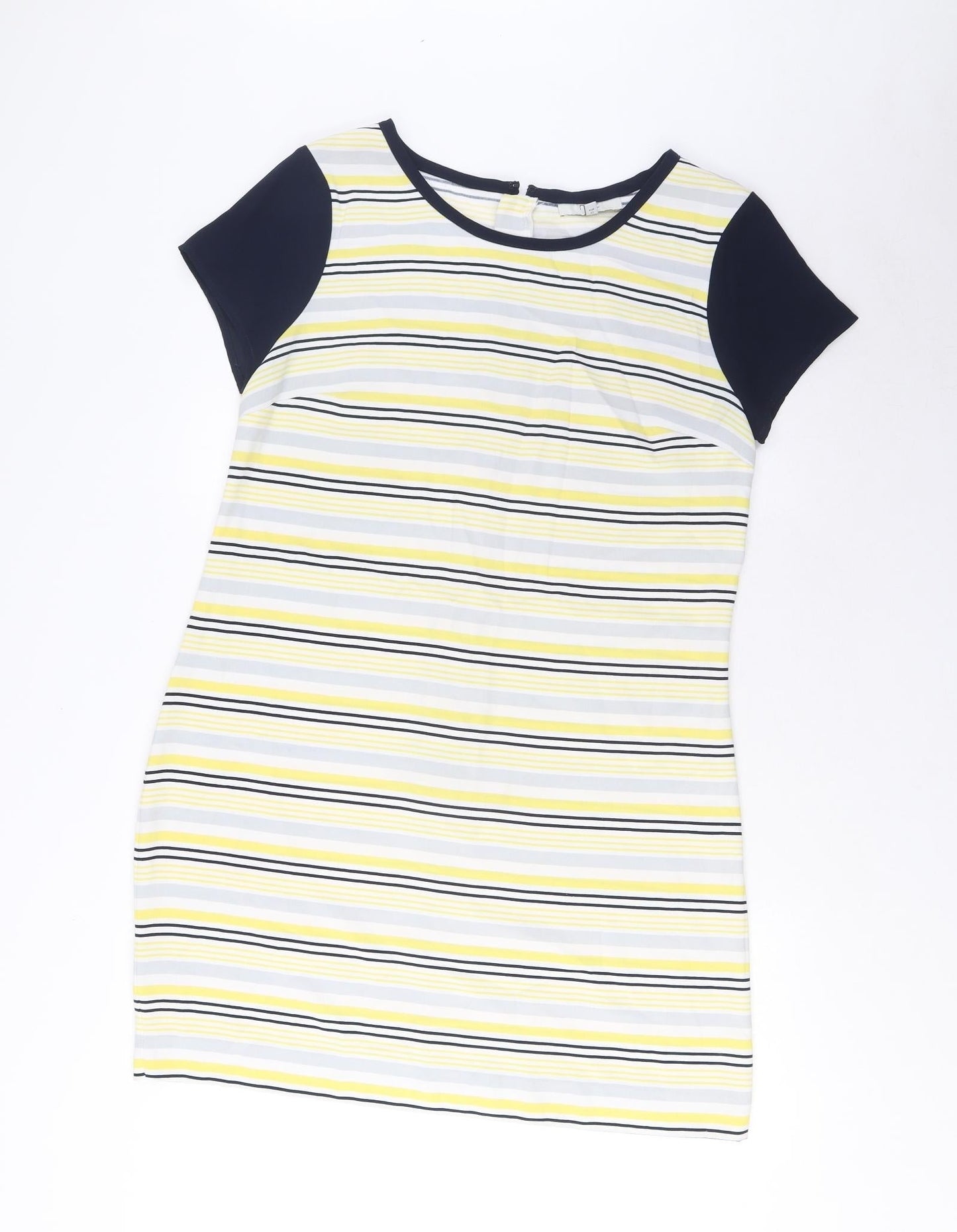 NEXT Womens Multicoloured Striped Polyester Sheath Size 12 Crew Neck Zip