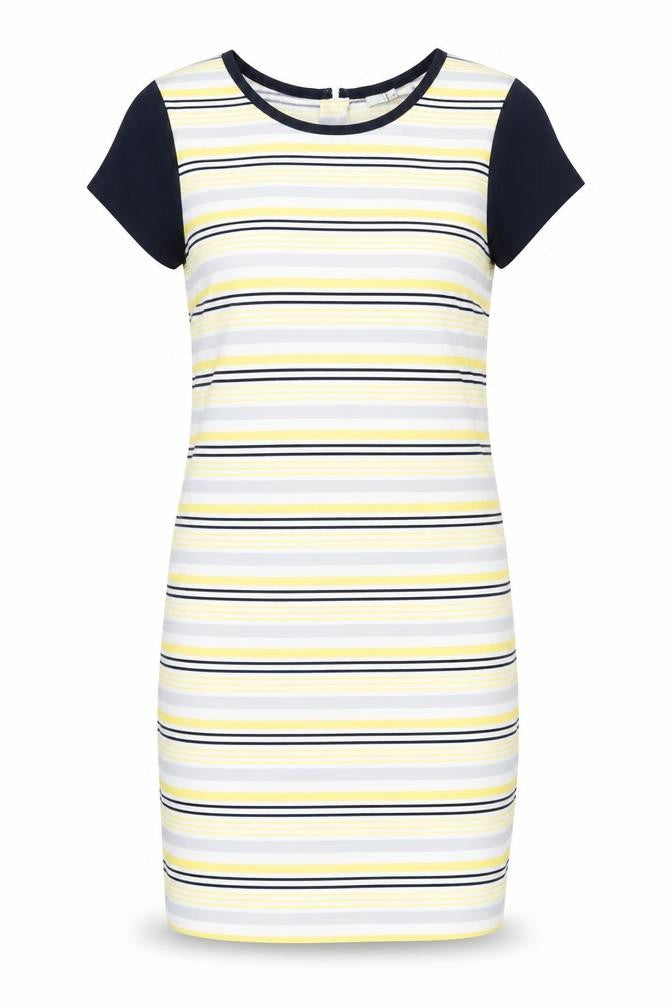 NEXT Womens Multicoloured Striped Polyester Sheath Size 12 Crew Neck Zip