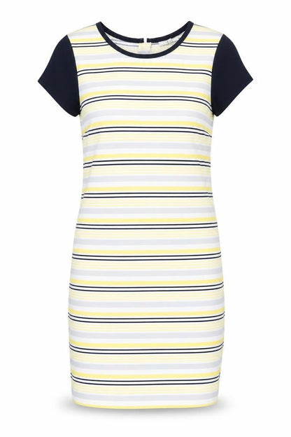 NEXT Womens Multicoloured Striped Polyester Sheath Size 12 Crew Neck Zip