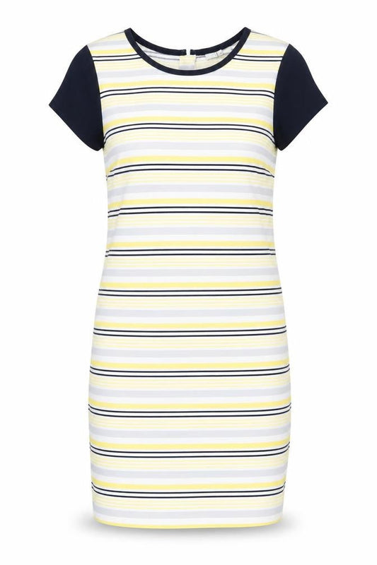NEXT Womens Multicoloured Striped Polyester Sheath Size 12 Crew Neck Zip