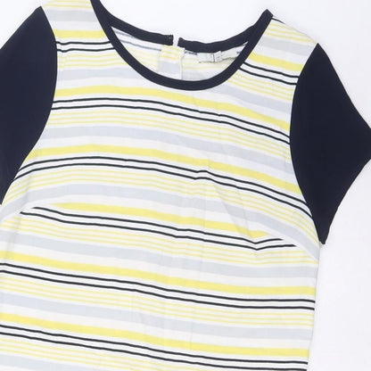 NEXT Womens Multicoloured Striped Polyester Sheath Size 12 Crew Neck Zip