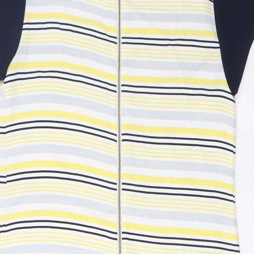 NEXT Womens Multicoloured Striped Polyester Sheath Size 12 Crew Neck Zip