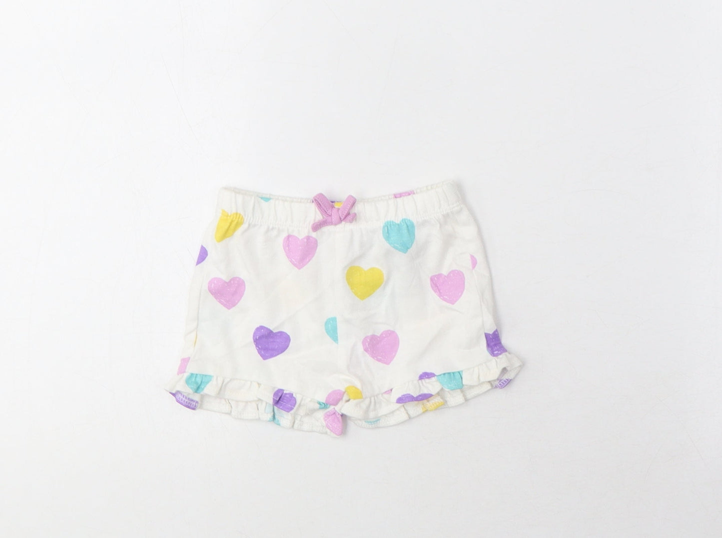 Marks and Spencer Girls Multicoloured Geometric Cotton Cropped Trousers Size 0-3 Months Pullover - Heart Pattern