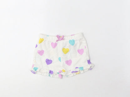 Marks and Spencer Girls Multicoloured Geometric Cotton Cropped Trousers Size 0-3 Months Pullover - Heart Pattern