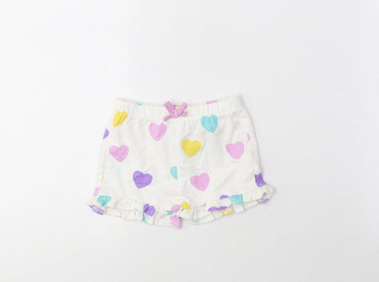 Marks and Spencer Girls Multicoloured Geometric Cotton Cropped Trousers Size 0-3 Months Pullover - Heart Pattern