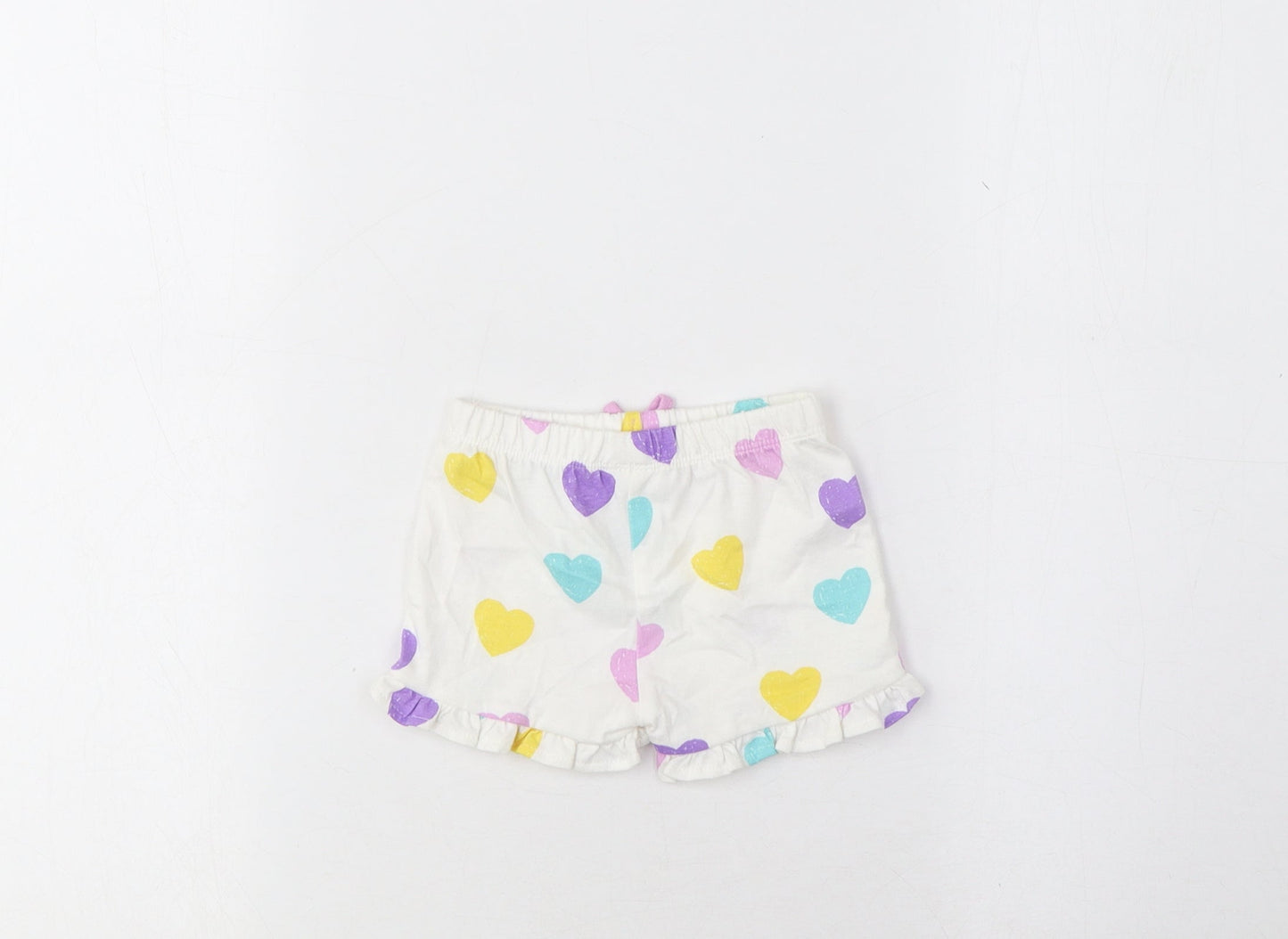Marks and Spencer Girls Multicoloured Geometric Cotton Cropped Trousers Size 0-3 Months Pullover - Heart Pattern