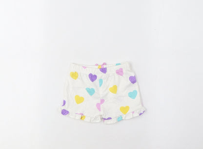 Marks and Spencer Girls Multicoloured Geometric Cotton Cropped Trousers Size 0-3 Months Pullover - Heart Pattern