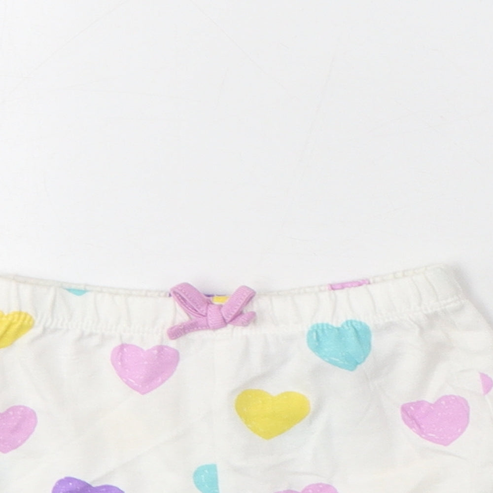 Marks and Spencer Girls Multicoloured Geometric Cotton Cropped Trousers Size 0-3 Months Pullover - Heart Pattern
