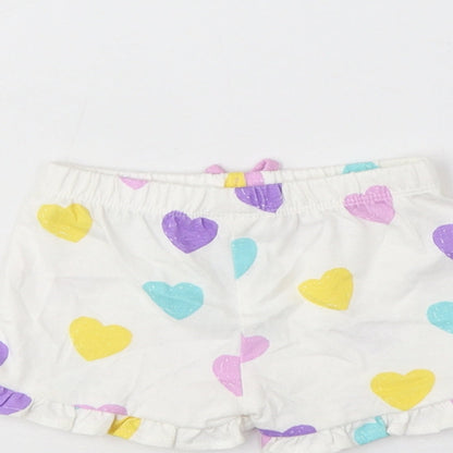 Marks and Spencer Girls Multicoloured Geometric Cotton Cropped Trousers Size 0-3 Months Pullover - Heart Pattern