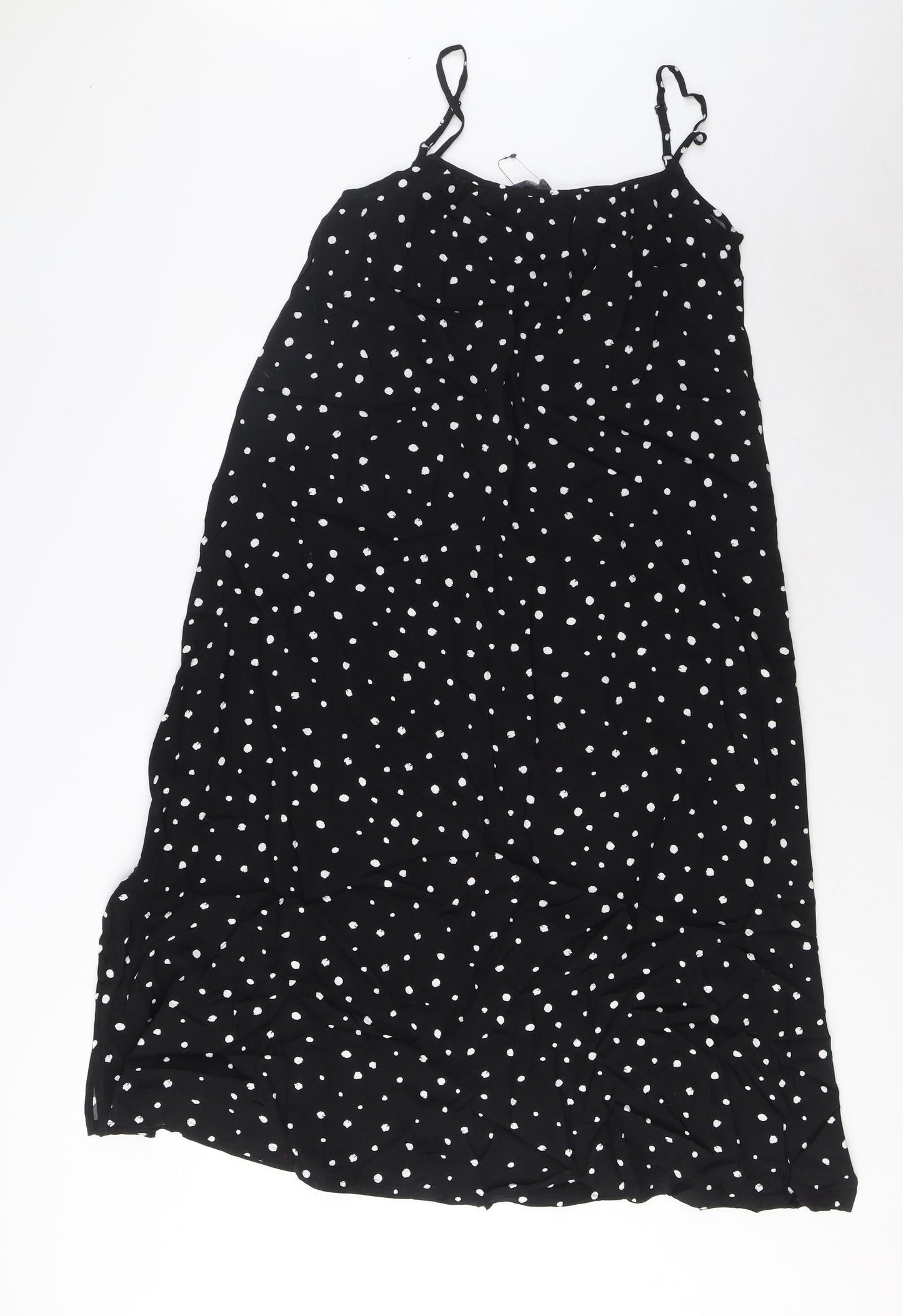 Marks and Spencer Womens Black Geometric Viscose Tank Dress Size 8 Square Neck Pullover