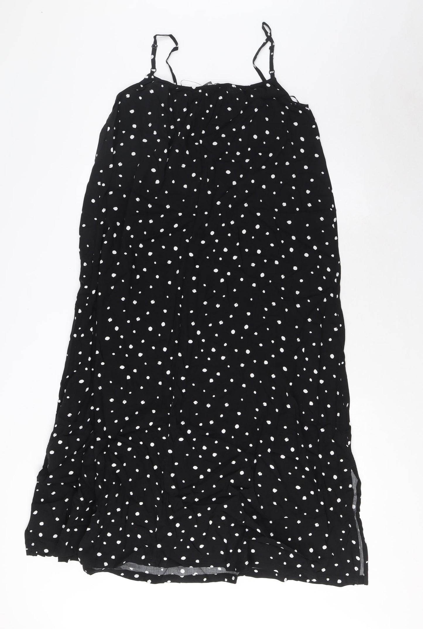 Marks and Spencer Womens Black Geometric Viscose Tank Dress Size 8 Square Neck Pullover