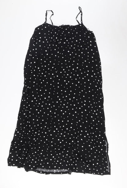 Marks and Spencer Womens Black Geometric Viscose Tank Dress Size 8 Square Neck Pullover