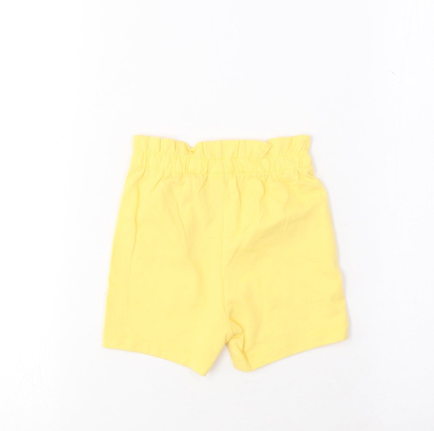 Marks and Spencer Girls Yellow Cotton Cropped Trousers Size 6-9 Months Pullover - Lemon