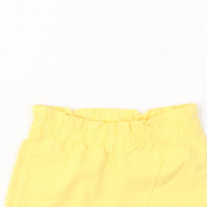 Marks and Spencer Girls Yellow Cotton Cropped Trousers Size 6-9 Months Pullover - Lemon