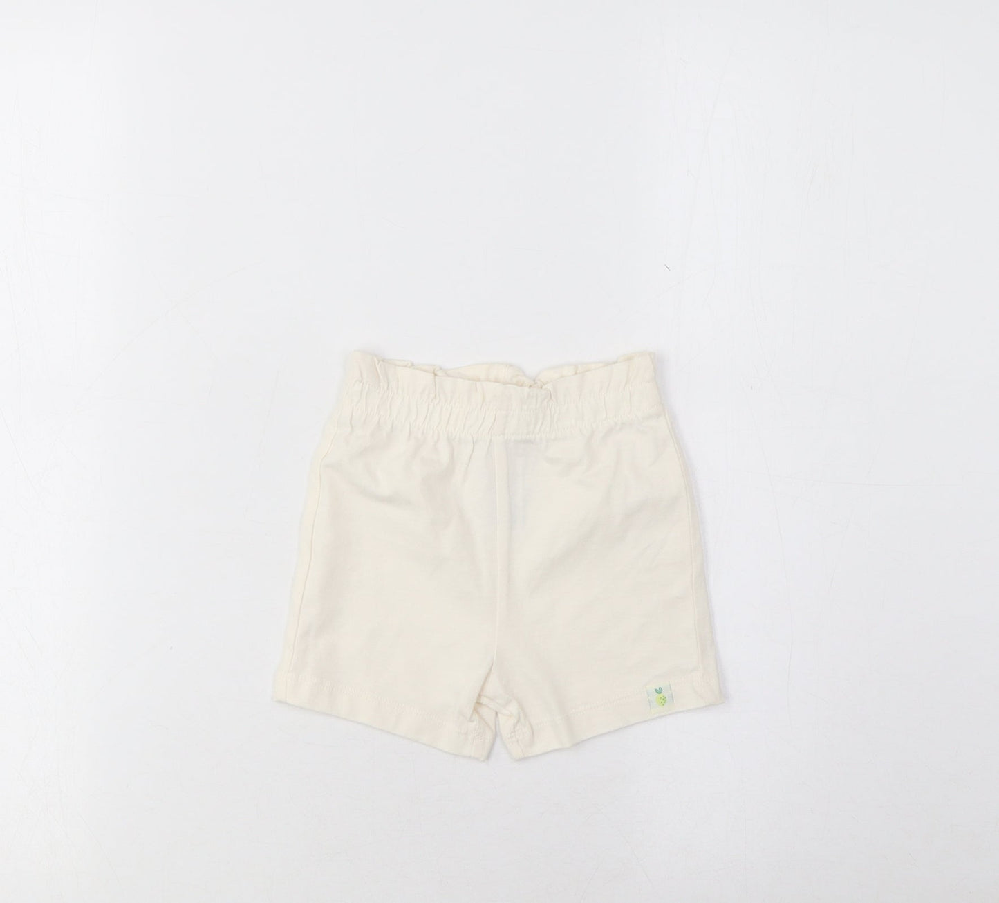 Marks and Spencer Girls Beige Cotton Cropped Trousers Size 3-6 Months Pullover - Lemon