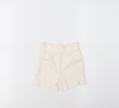 Marks and Spencer Girls Beige Cotton Cropped Trousers Size 3-6 Months Pullover - Lemon