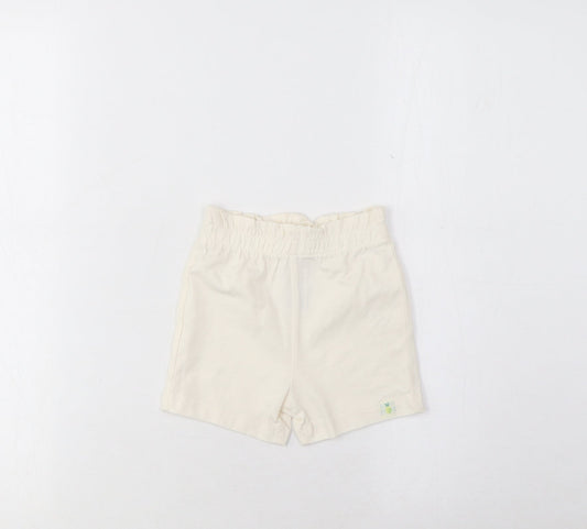 Marks and Spencer Girls Beige Cotton Cropped Trousers Size 3-6 Months Pullover - Lemon