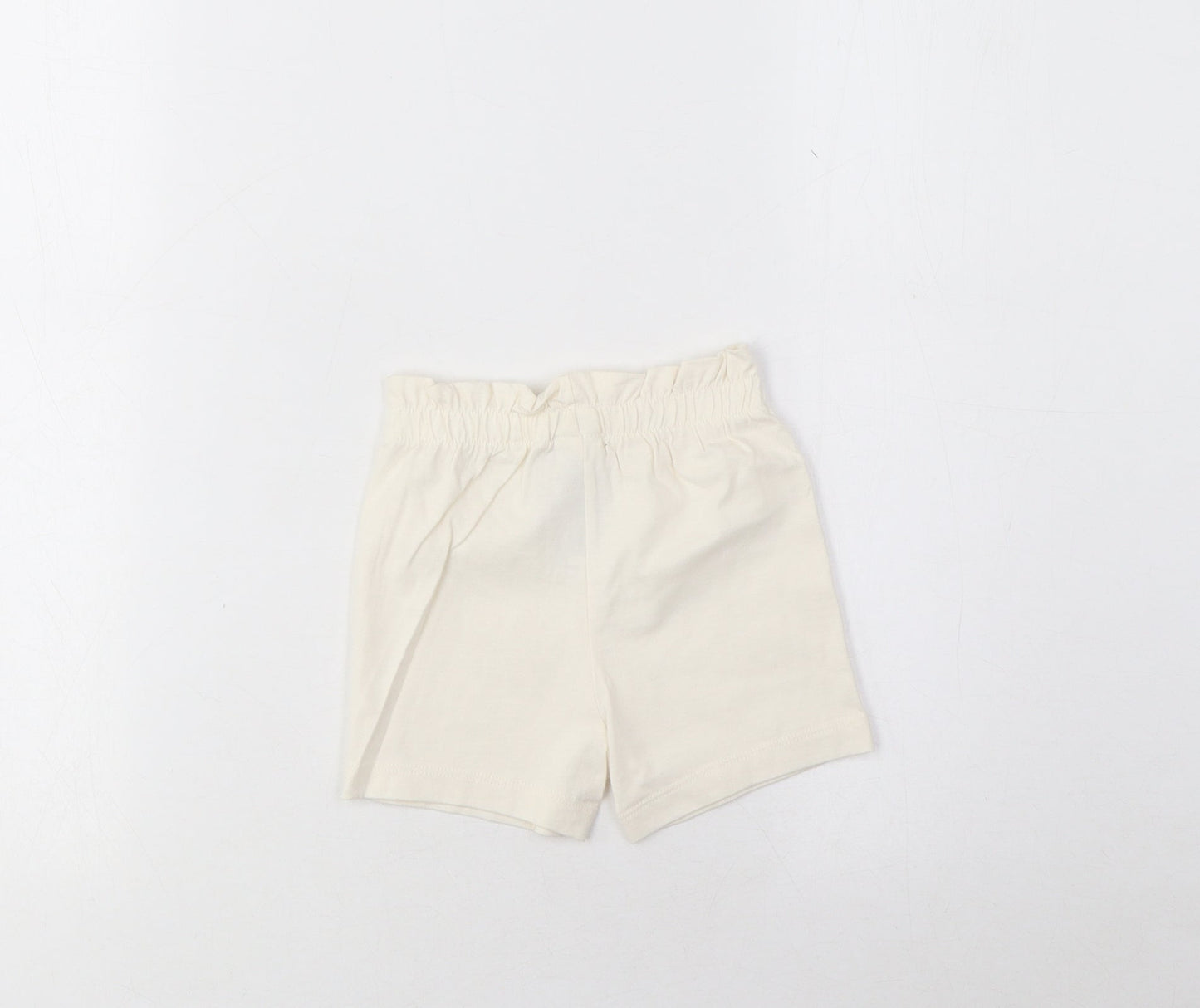 Marks and Spencer Girls Beige Cotton Cropped Trousers Size 3-6 Months Pullover - Lemon