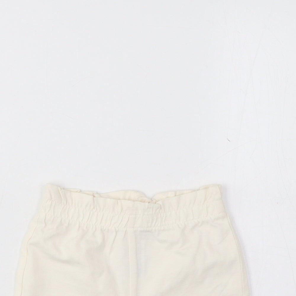 Marks and Spencer Girls Beige Cotton Cropped Trousers Size 3-6 Months Pullover - Lemon