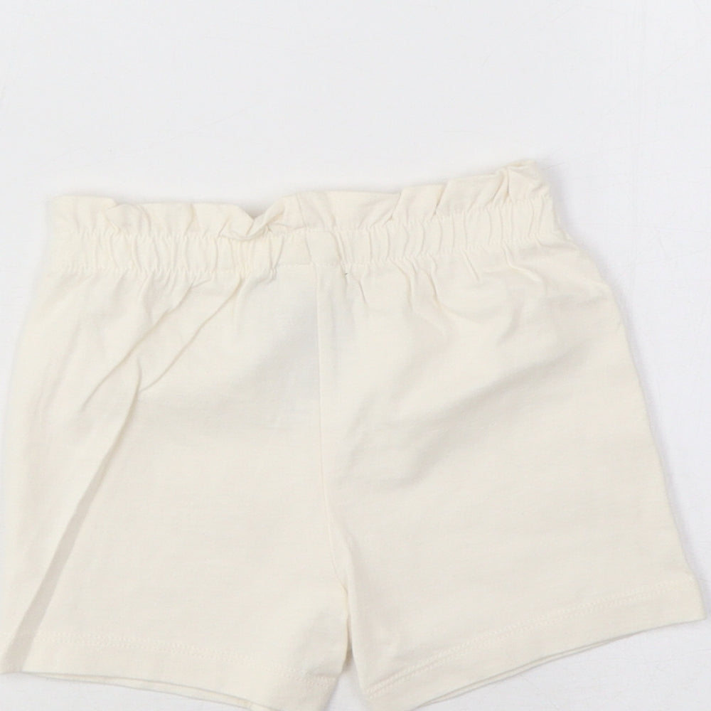 Marks and Spencer Girls Beige Cotton Cropped Trousers Size 3-6 Months Pullover - Lemon