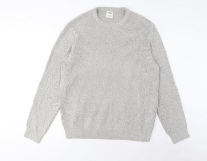 Marks and Spencer Mens Grey Crew Neck Acrylic Pullover Jumper Size L Long Sleeve