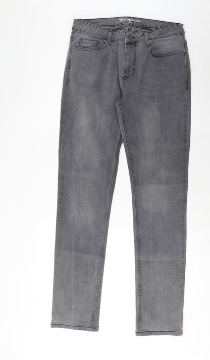 Limon Company Mens Grey Cotton Straight Jeans Size 32 in L33 in Regular Zip - Long Leg, Pockets